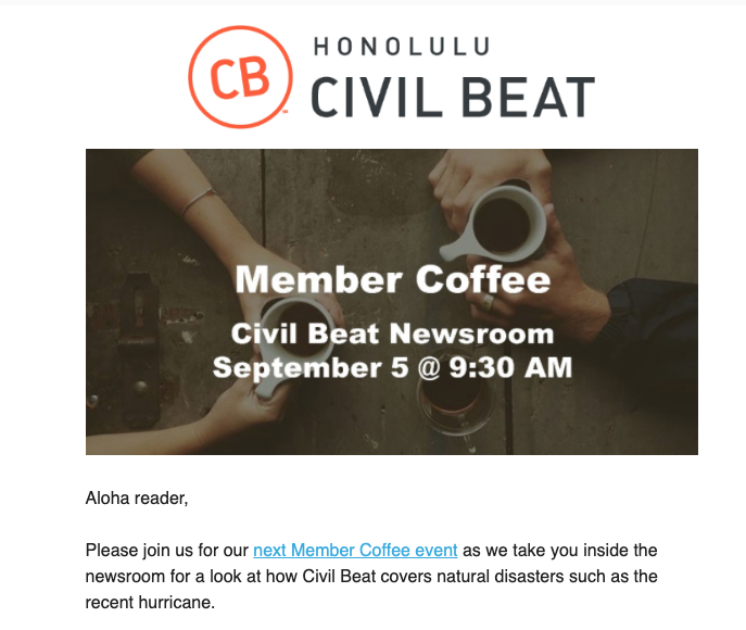 Honolulu Civil Beatのメンバーのための月間コーヒーシリーズ