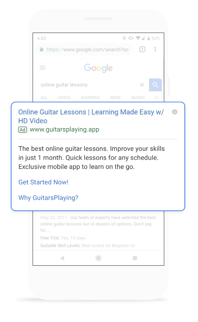 Google が収入を得る仕組み: 広告の例