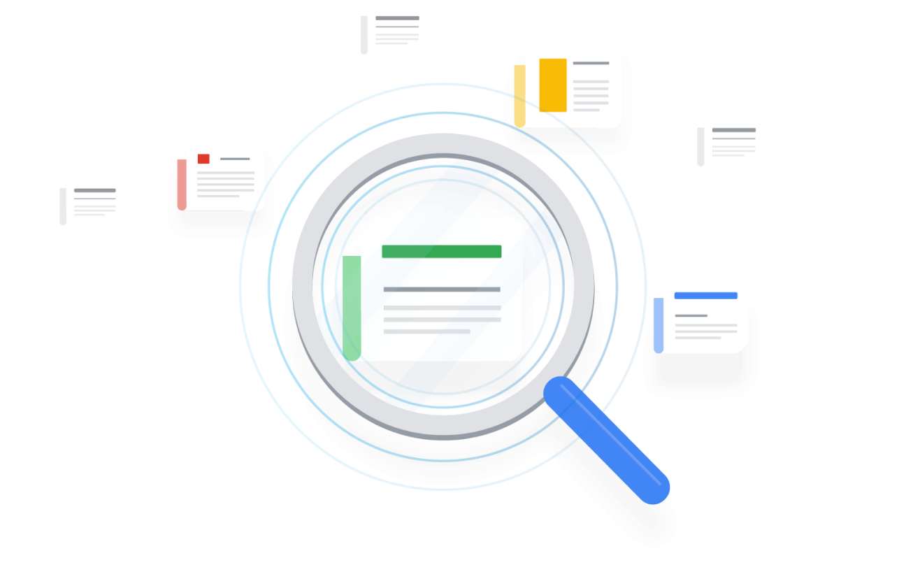 magnifying glass looking at web pages